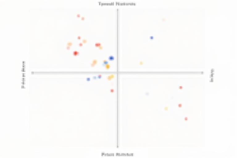 A vibrant, clean data visualization showing a 'Competitor Positioning Map' with two axes: 'Feature Richness' and 'Price Point'. Several colored dots represent competitor apps clustered in specific quadrants, while a clear, empty space highlights an untapped 'Blue Ocean' opportunity, visually emphasizing strategic gaps in the market.